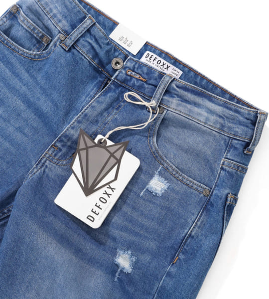 Quần short jean defoxx rách đùi màu xanh