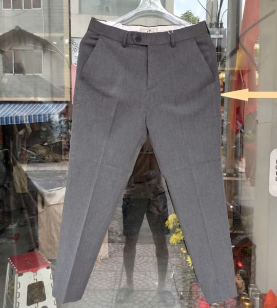 Quần jean BTM màu xám ống slim co giãn nhẹ phù hợp đi làm công sở