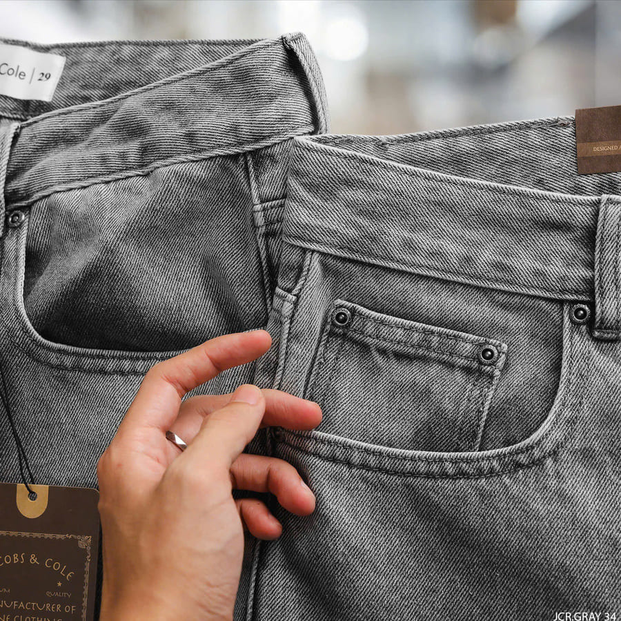 Quần jean nam ống suông hiệu Jacobs Cole màu xám không co giãn là lựa chọn hoàn hảo