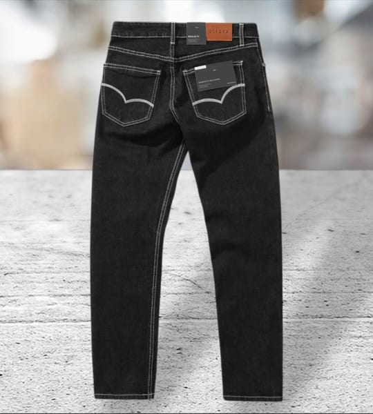 Quần jean defoxx ống suông đen chỉ nổi 251230